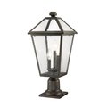 Z-Lite Talbot 3 Light Outdoor Pier Mounted Fixture, Oil Rubbed Bronze And Seedy 579PHBR-533PM-ORB